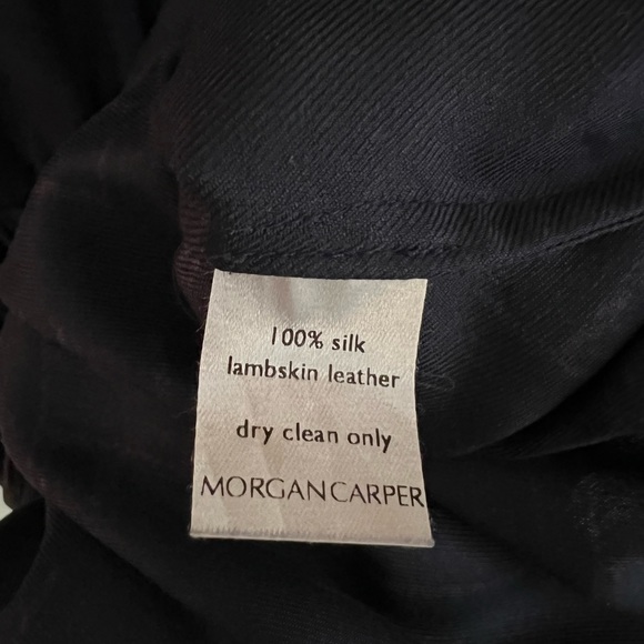 Morgan Carper Silk Leather-Trimmed Graphic Print Dress - Picture 4 of 4